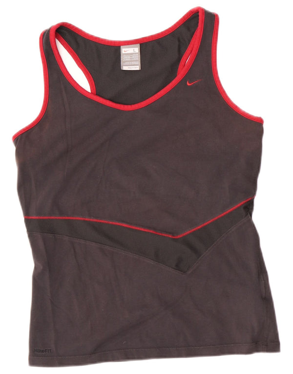 Nike Camiseta sin mangas para mujer UK 14/16 Grande Gris Algodón