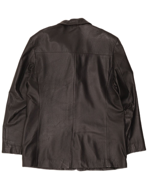 Vintage hombres cuero 2 botones Blazer chaqueta Reino Unido 36 pequeño negro clásico