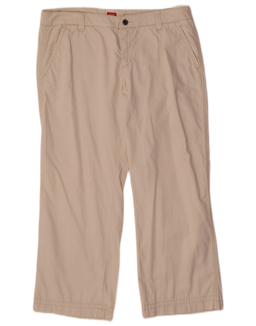ESPRIT Pantalones cortos rectos para mujer UK 16 Large W34 L26 Algodón beige
