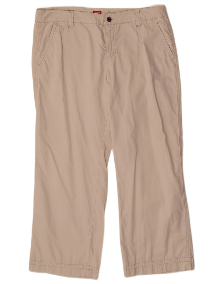 ESPRIT Pantalones cortos rectos para mujer UK 16 Large W34 L26 Algodón beige