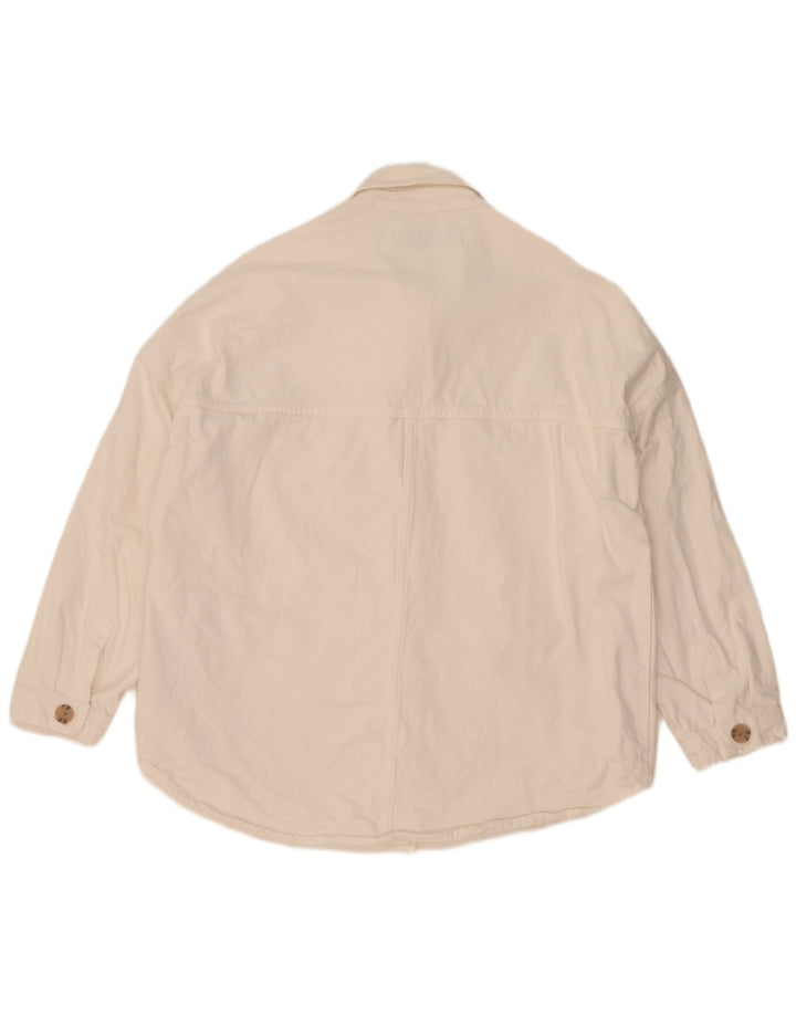 Zara Mujer Chaqueta Vaquera Extragrande UK 40 Mediana Algodón Blanco