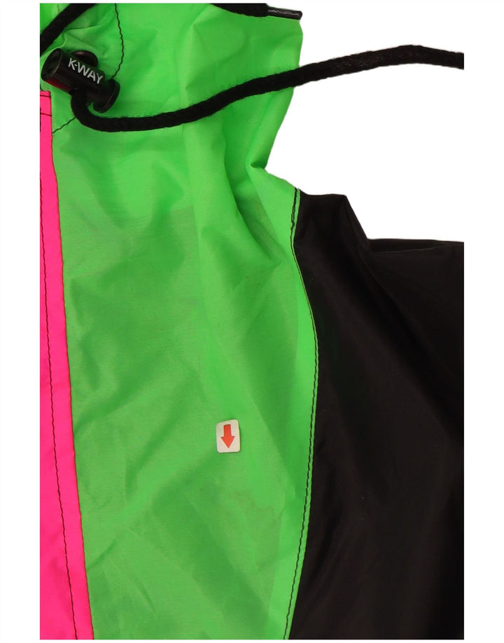 K-WAY Chaqueta anorak con capucha para hombre UK 40 Large Poliamida negra con bloques de color