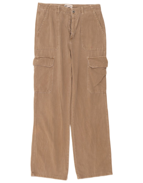 Zara Mujer Pantalón Cargo Recto EU 40 Medium W30 L31 Beige