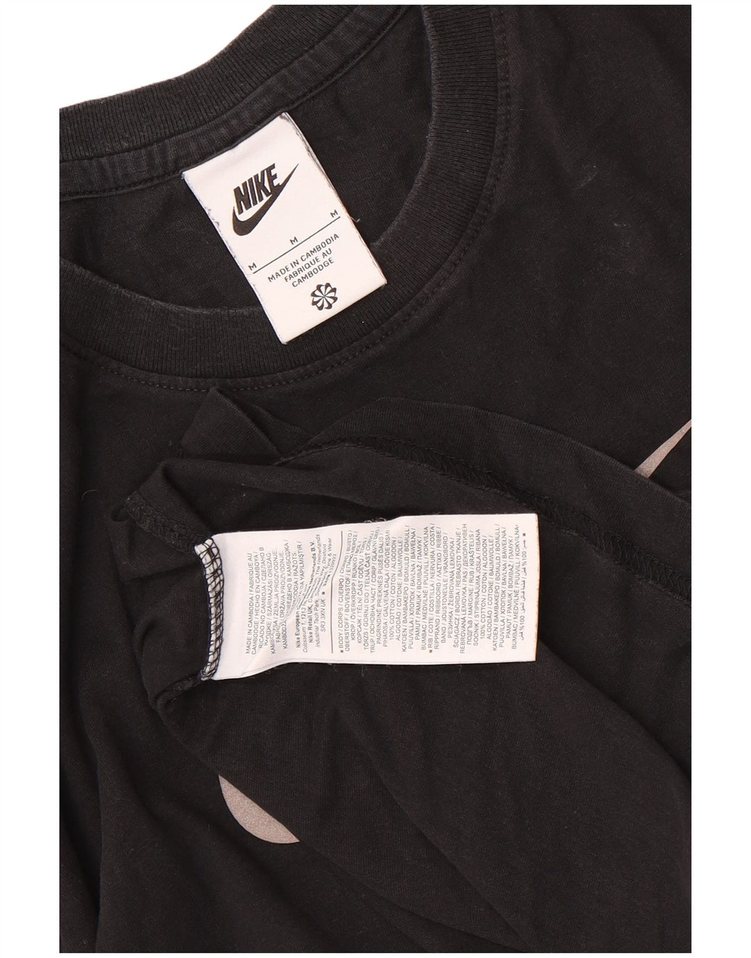 Nike Camiseta gráfica para hombre Top mediano negro de algodón con bloques de color