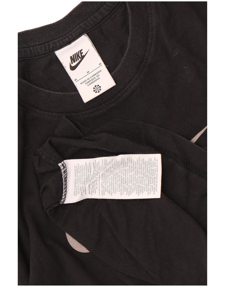 Nike Camiseta gráfica para hombre Top mediano negro de algodón con bloques de color