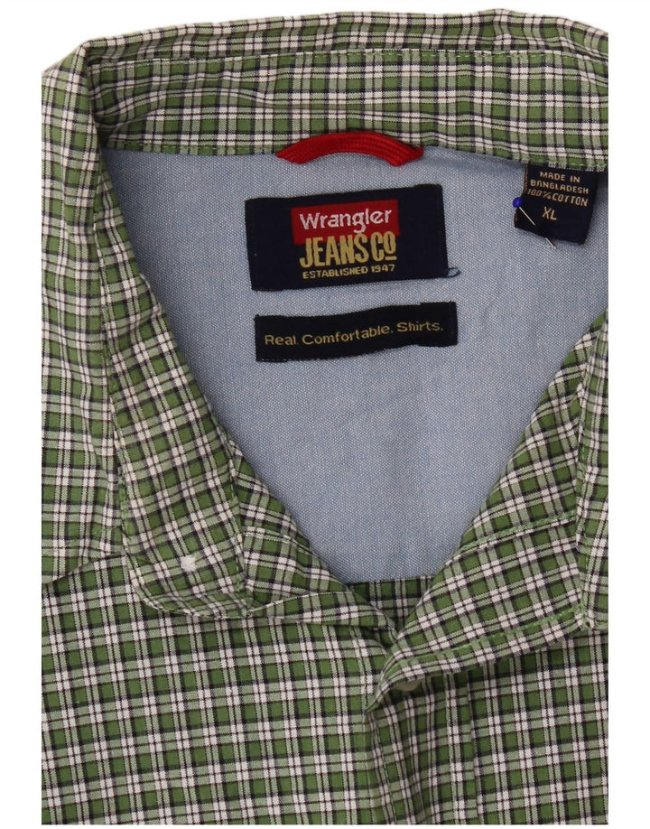Wrangler Camisa De Manga Corta Hombre XL Algodón A Cuadros Verde