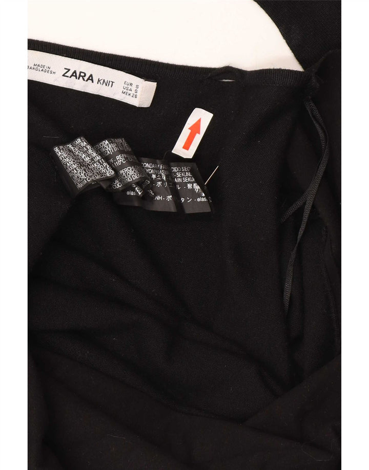 Zara Mens Open Cardigan Sweater UK 10 Small Viscosa Negra