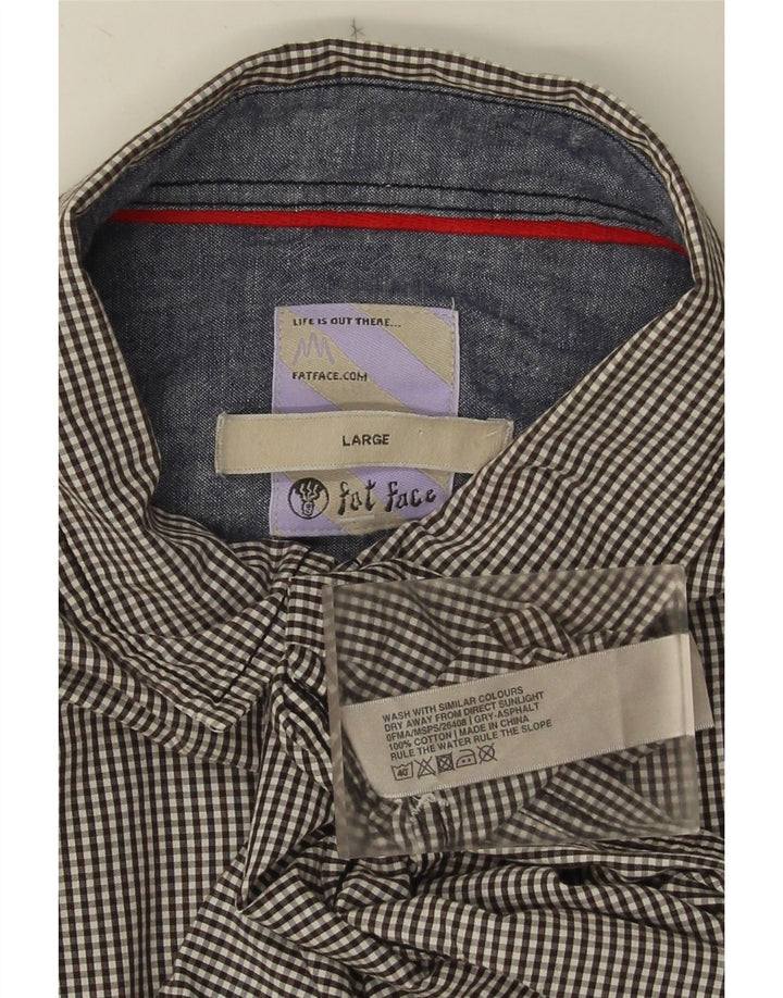 Camisa de hombre Fat Face de algodón a cuadros gris grande