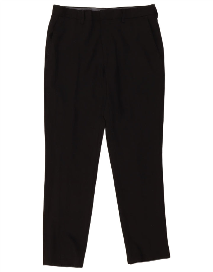 Marks & Spencer Pantalón de traje ajustado para hombre W32 L29 Lana negra