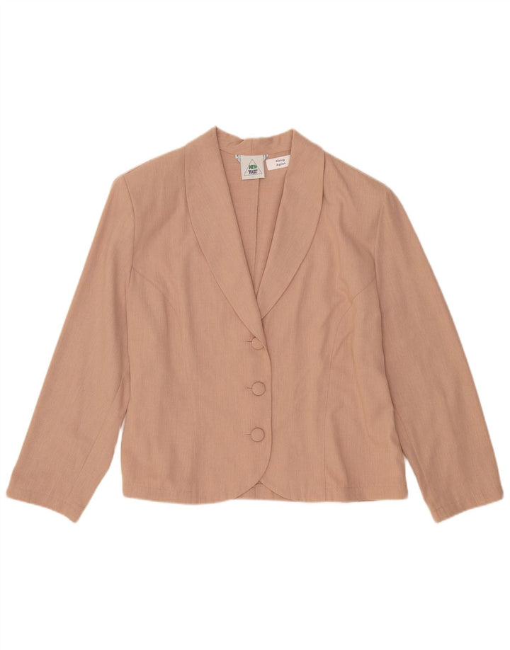 NEW FAST Chaqueta tipo blazer con 3 botones y manga 3/4 para mujer EU 44 XL Poliéster beige