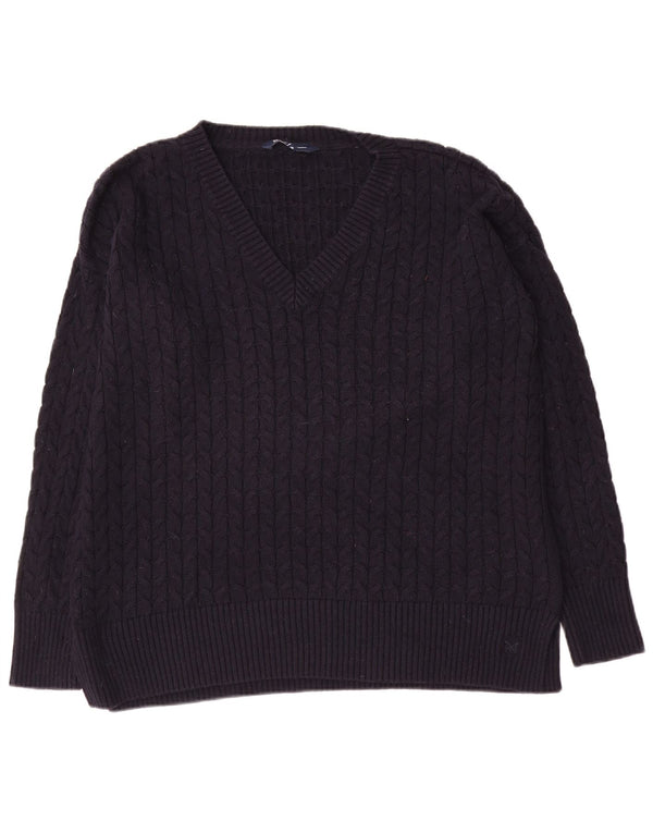 Crew Clothing - Jersey extragrande con cuello en V para mujer, talla 40, talla grande, color azul marino