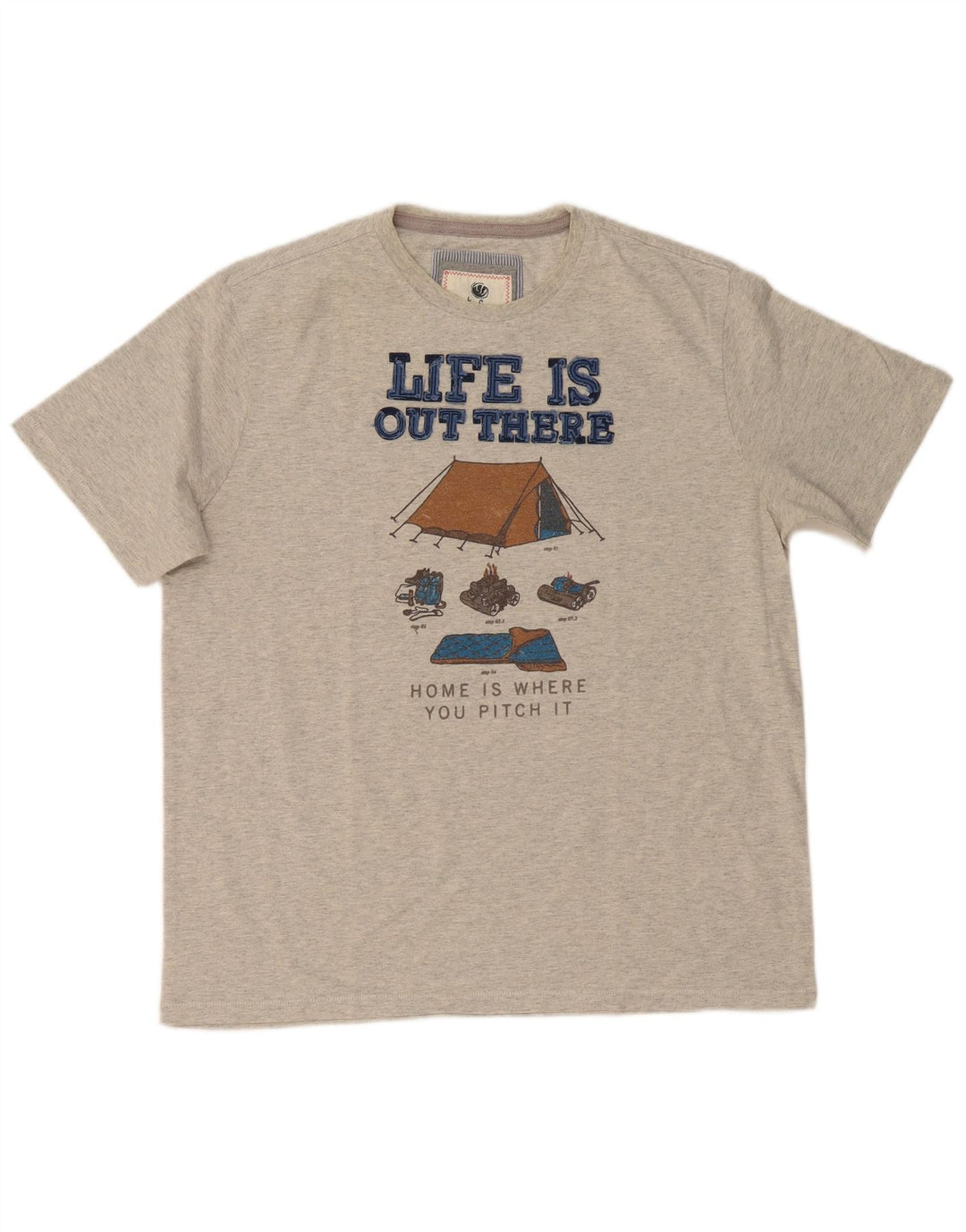 FAT FACE Camiseta gráfica para hombre Top grande de algodón moteado gris