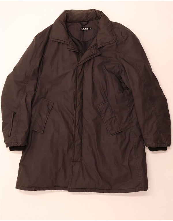 Dkny Abrigo acolchado con capucha para hombre UK 42 XL Algodón negro