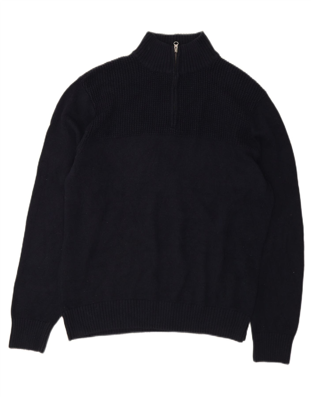 DOCKERS Mens Zip Neck Jumper Sweater Medium Navy Blue Cotton Vintage Dockers and Second-Hand Dockers from Messina Hembry 