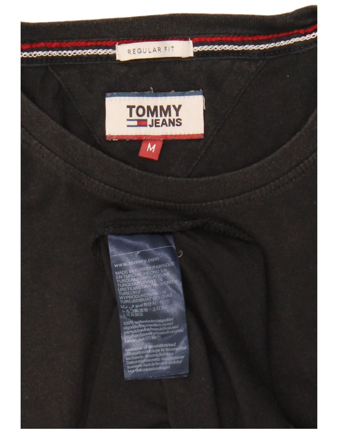 Tommy Hilfiger Camiseta Regular Fit para Hombre Top Medio Algodón Negro