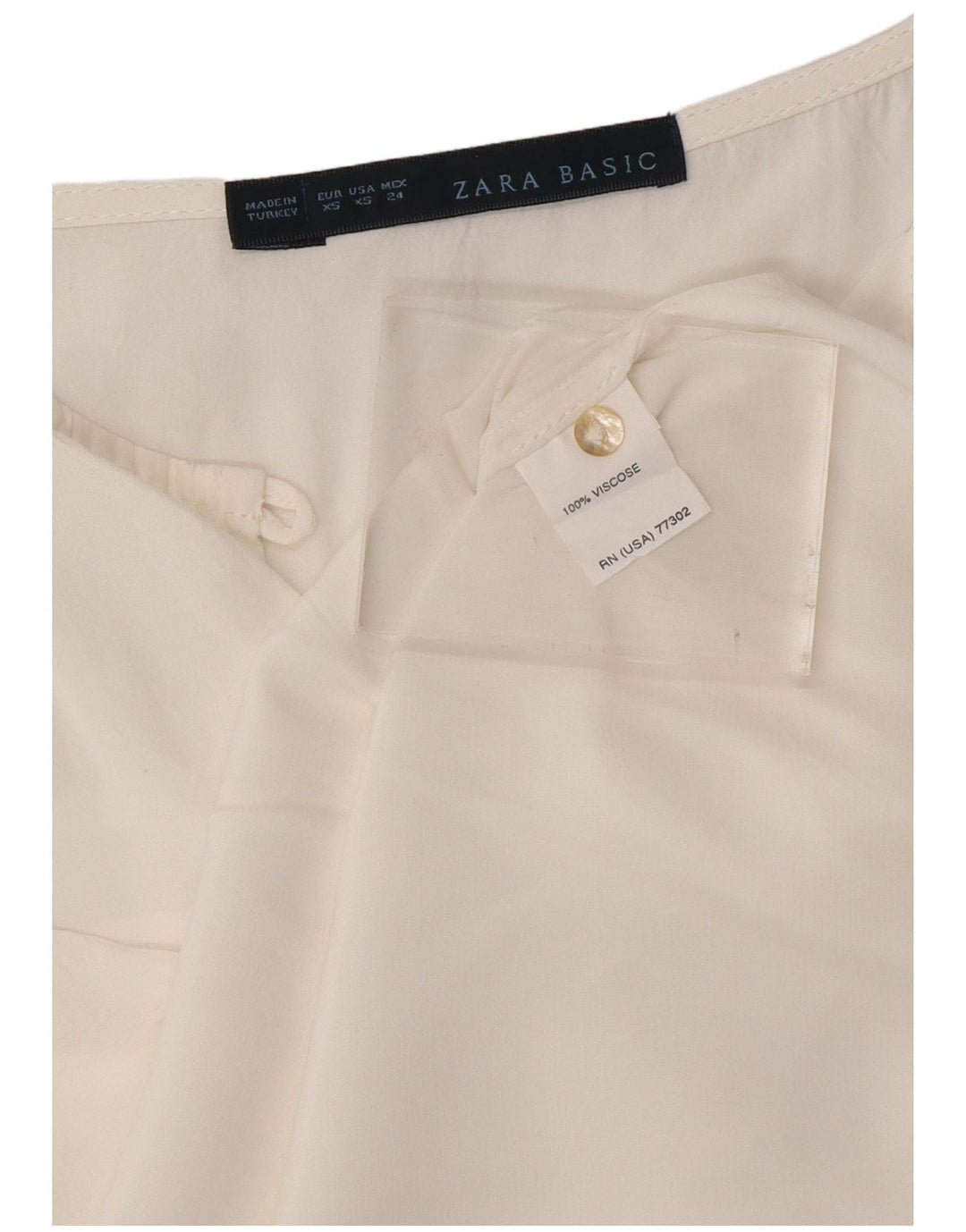 ZARA Mujer Blusa Top UK 6 XS Blanco Viscosa