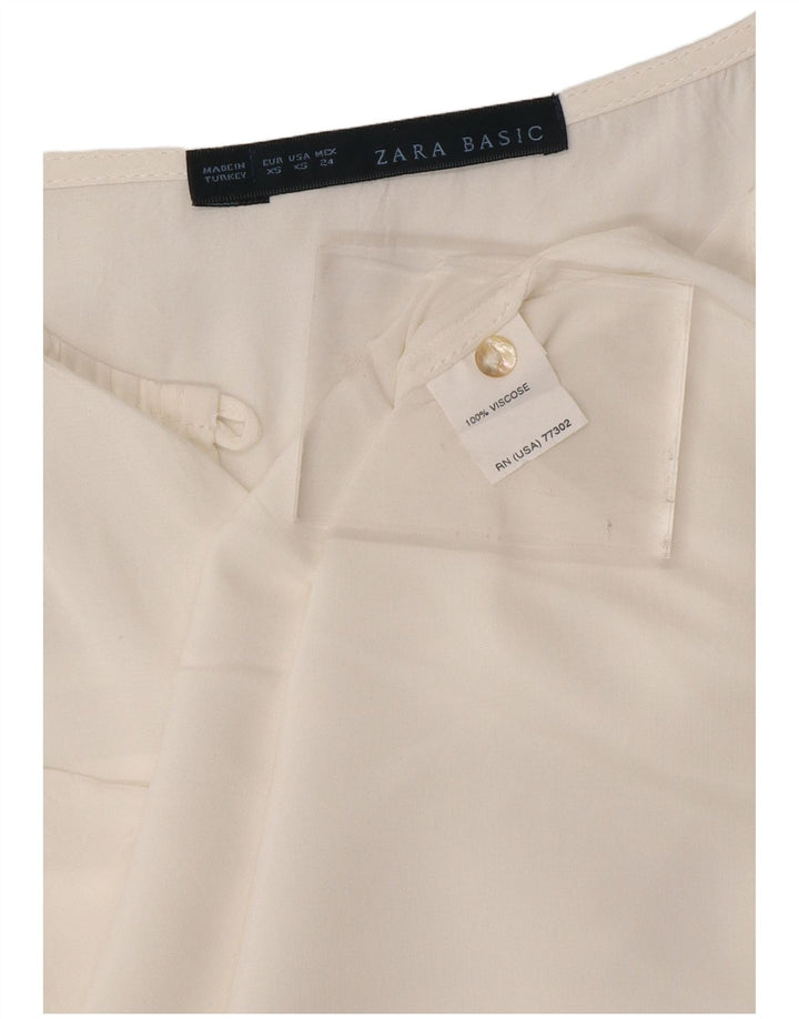 ZARA Mujer Blusa Top UK 6 XS Blanco Viscosa