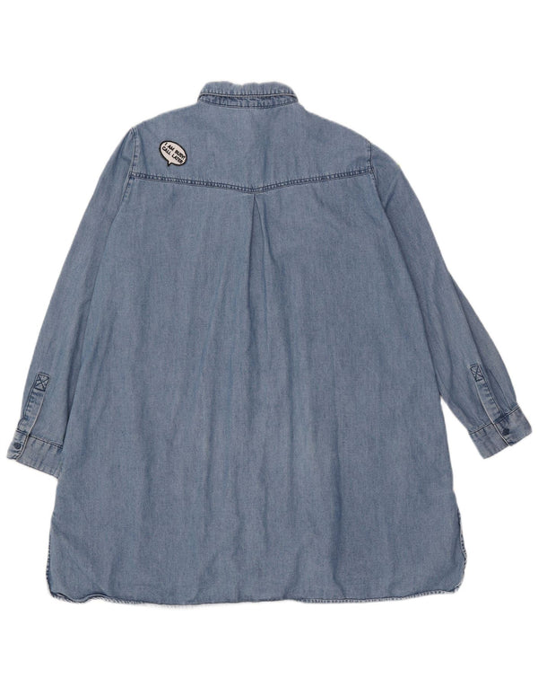 Zara Vestido camisero vaquero para mujer UK 44 Algodón azul medio