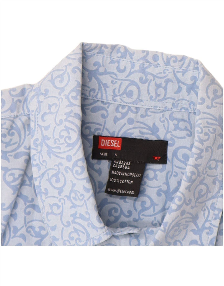 DIESEL Camisa De Manga Corta De Algodón Floral Azul Pequeño Hombre