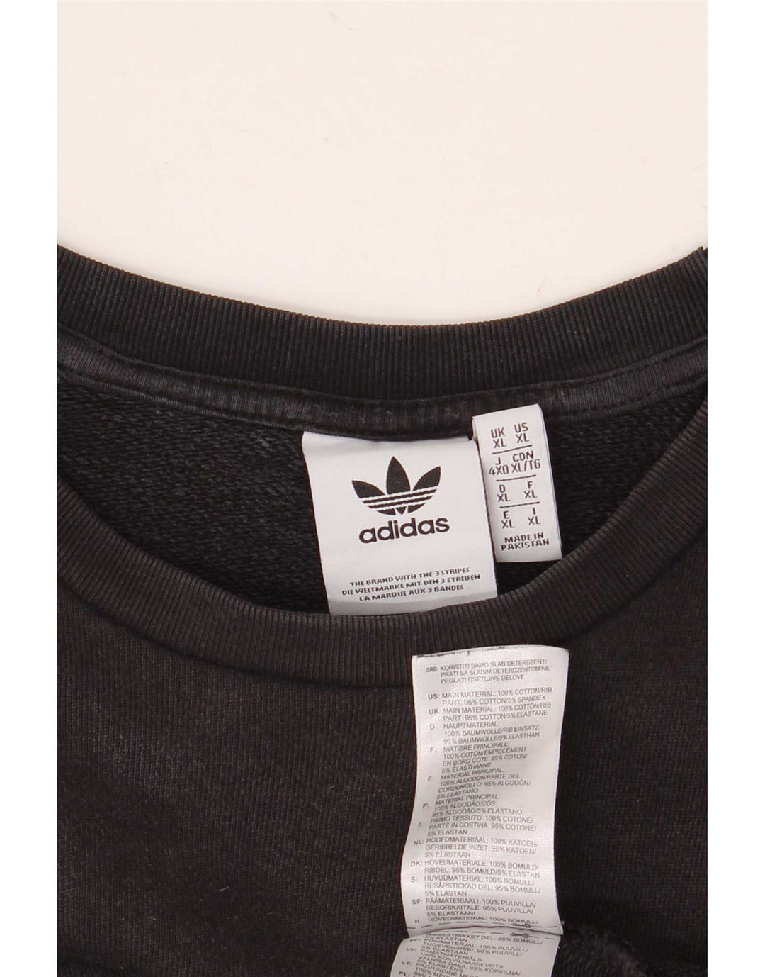 Adidas Hombre Sudadera Jumper XL Negro Algodón