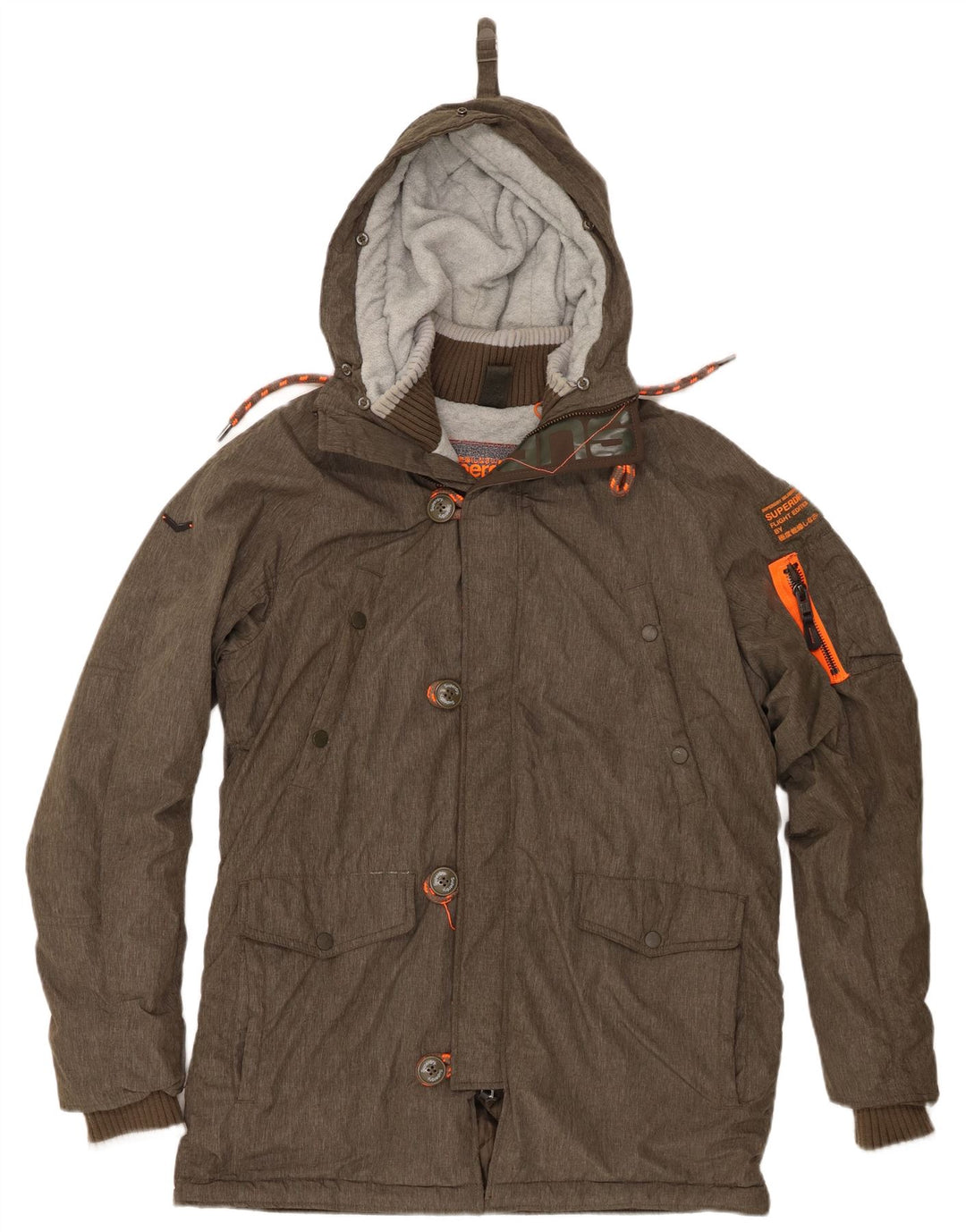 Superdry Parka con capucha para hombre UK 42 XL Poliéster caqui