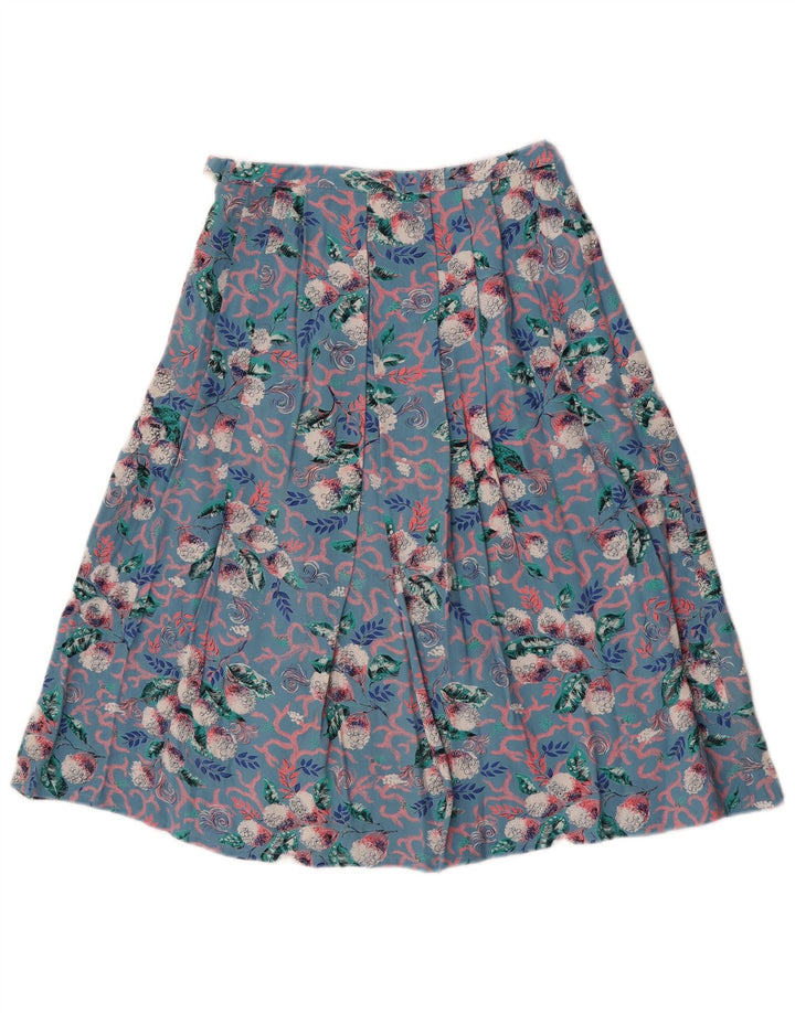 Vintage mujer falda plisada W26 pequeño azul floral