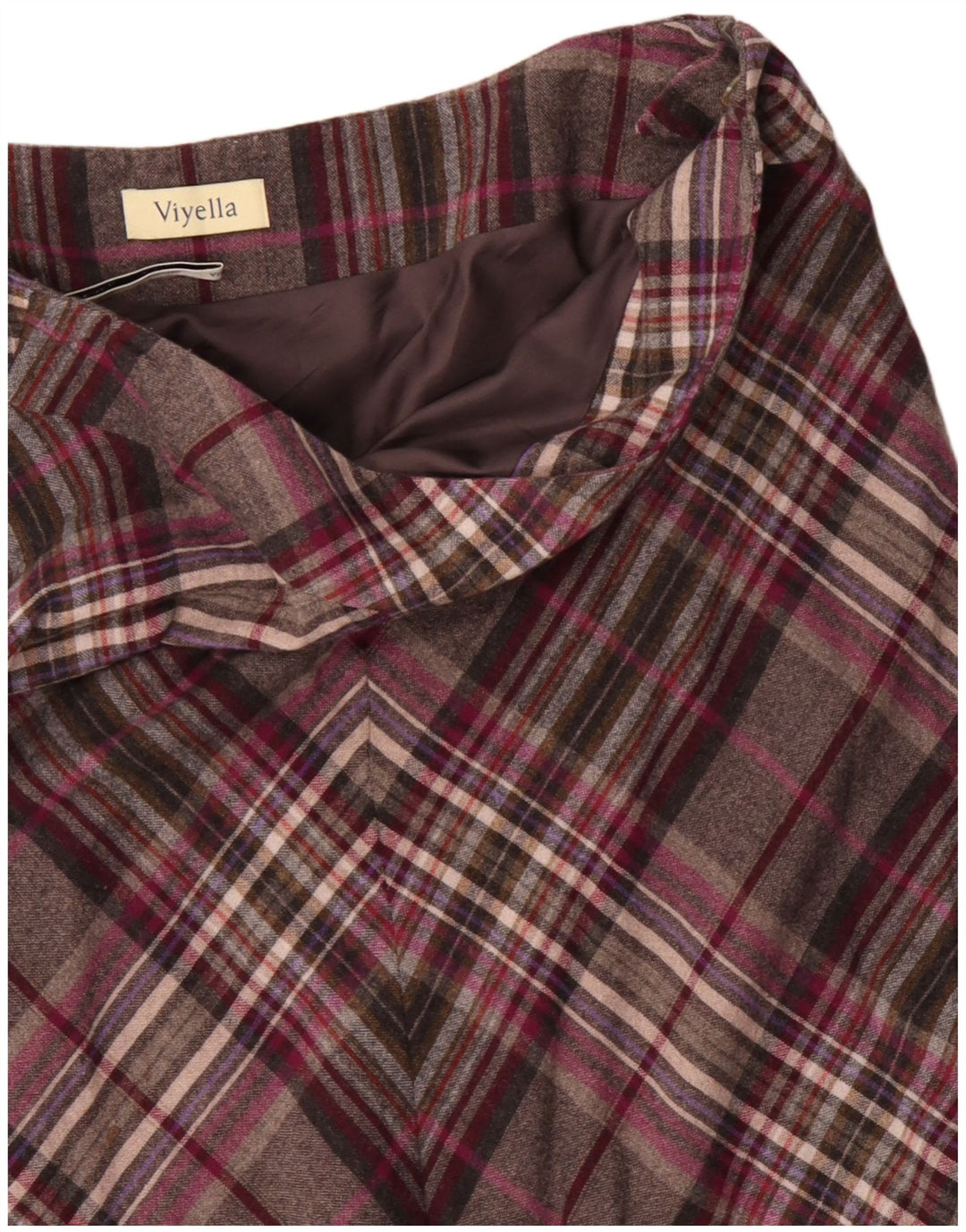 VIYELLA Falda acampanada para mujer UK 16 Large W36 Lana a cuadros gris