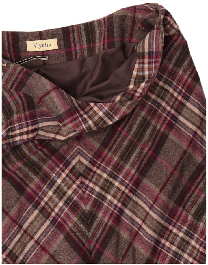 VIYELLA Falda acampanada para mujer UK 16 Large W36 Lana a cuadros gris