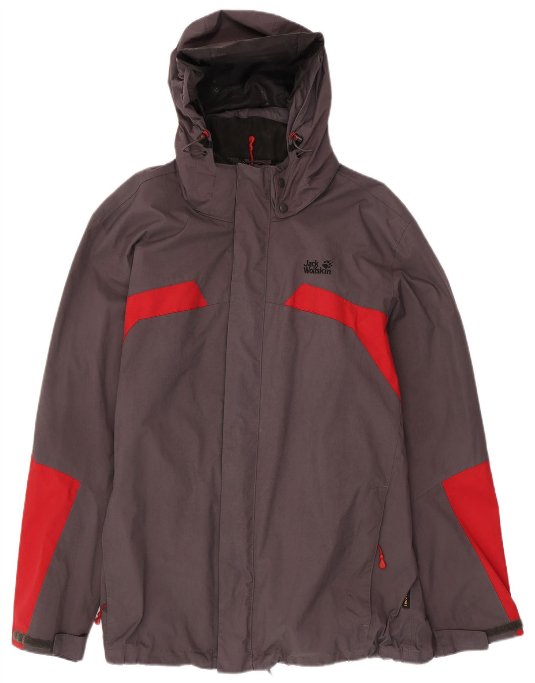 JACK WOLFSKIN Chaqueta impermeable con capucha para hombre UK 48 2XL Gris Colorblock Poliamida