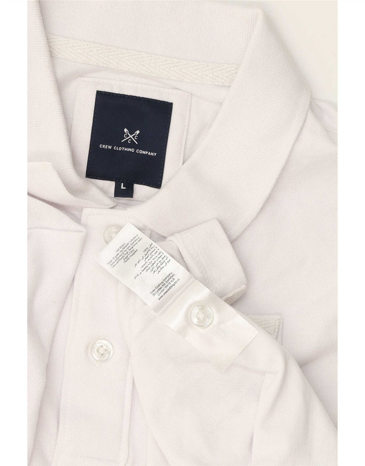 Crew Clothing Polo para hombre de algodón blanco grande