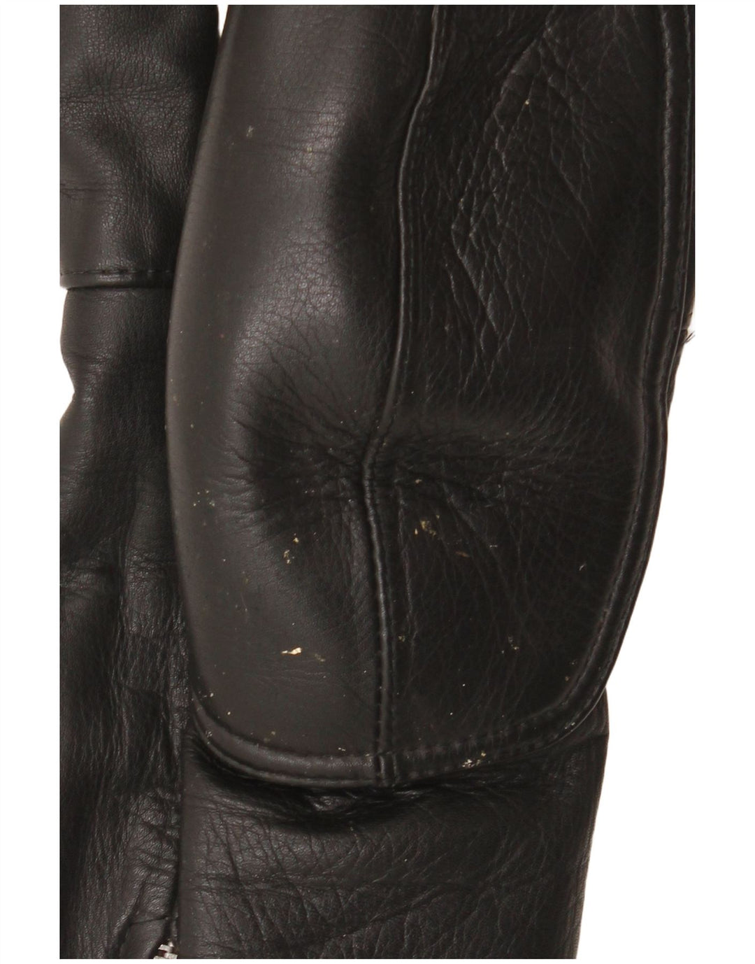 Pantalones motociclistas de cuero vintage para hombre W34 L30 Bloque de color negro