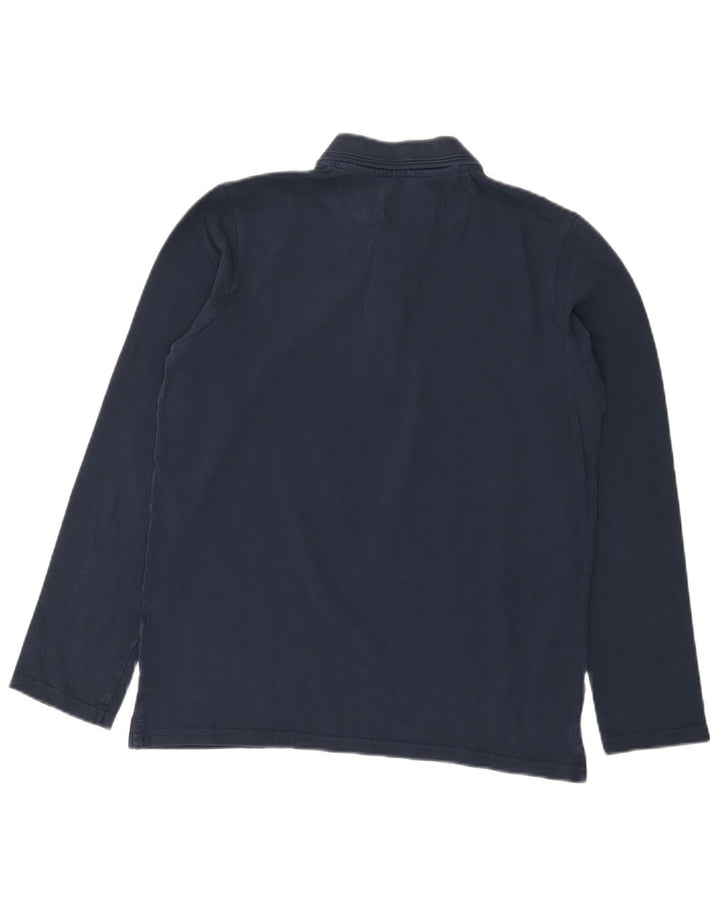Carrera Polo regular de manga larga para hombre Algodón azul marino medio