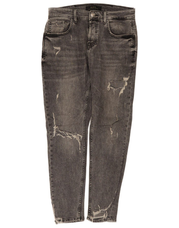 Zara Jeans ajustados desgastados para hombre EU 42 Large W32 L29 Gris