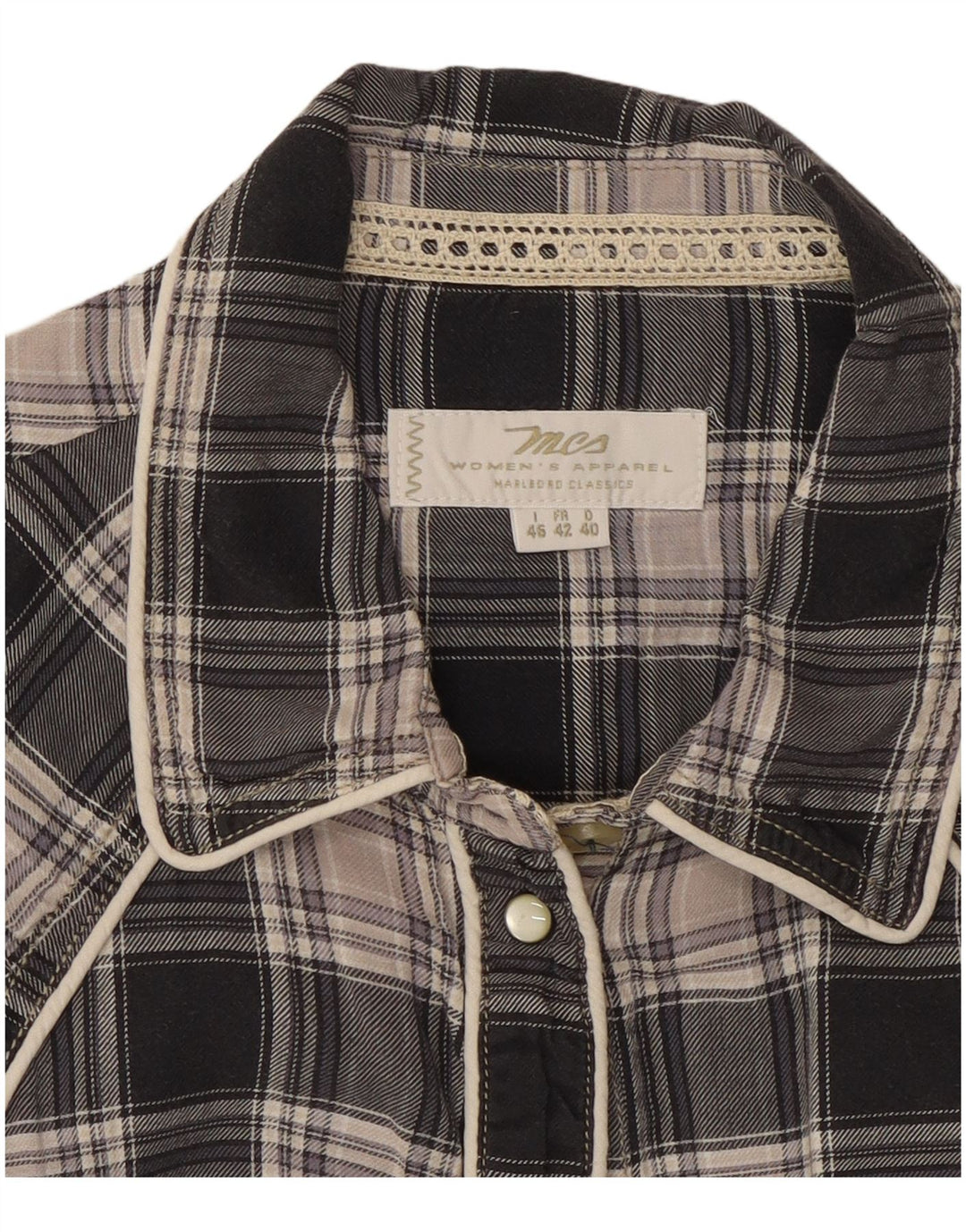 Camisa Marlboro Classics para mujer IT 46 Large Black Check