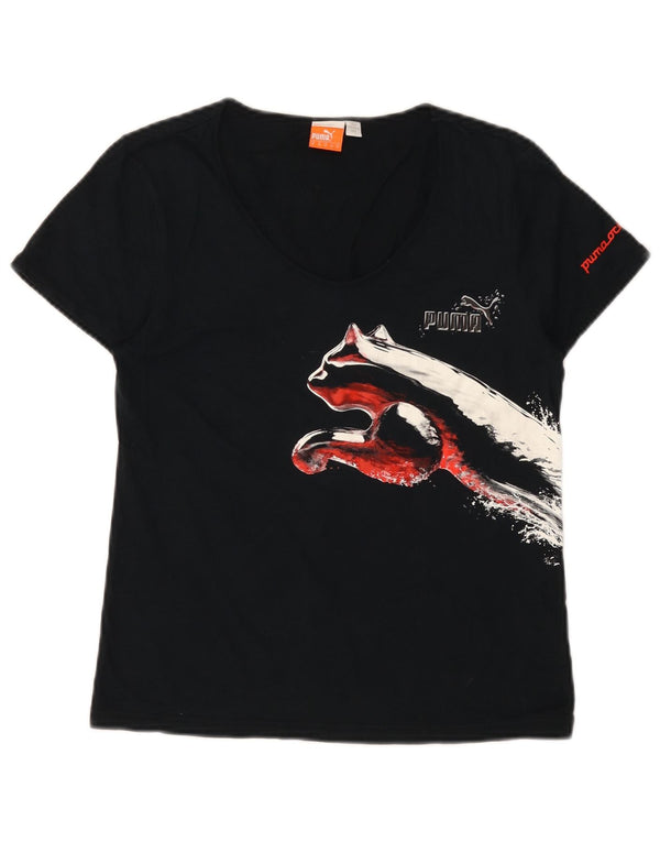 Puma Camiseta gráfica para mujer Top UK 12 Medium Azul marino Algodón