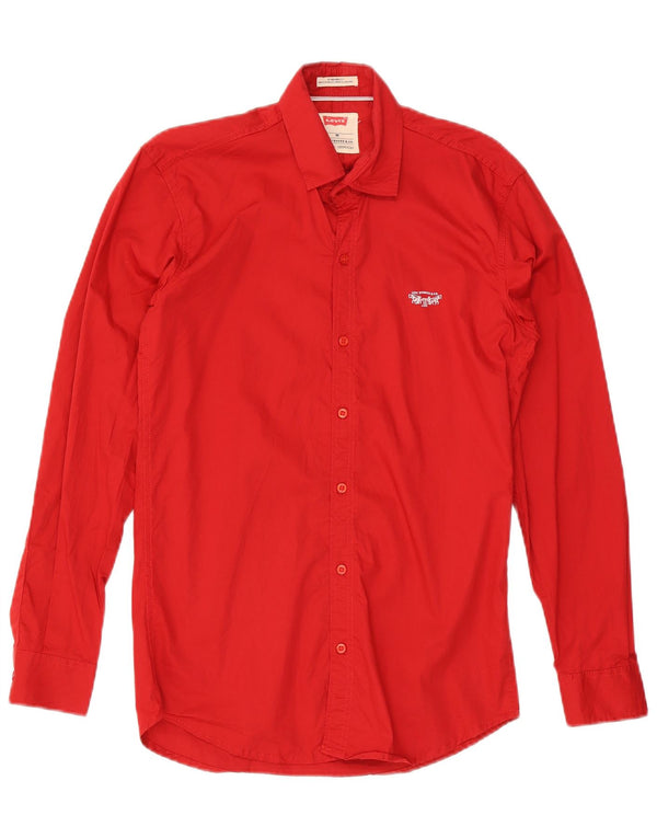 Levi's Camisa de corte estándar para hombre de algodón rojo medio