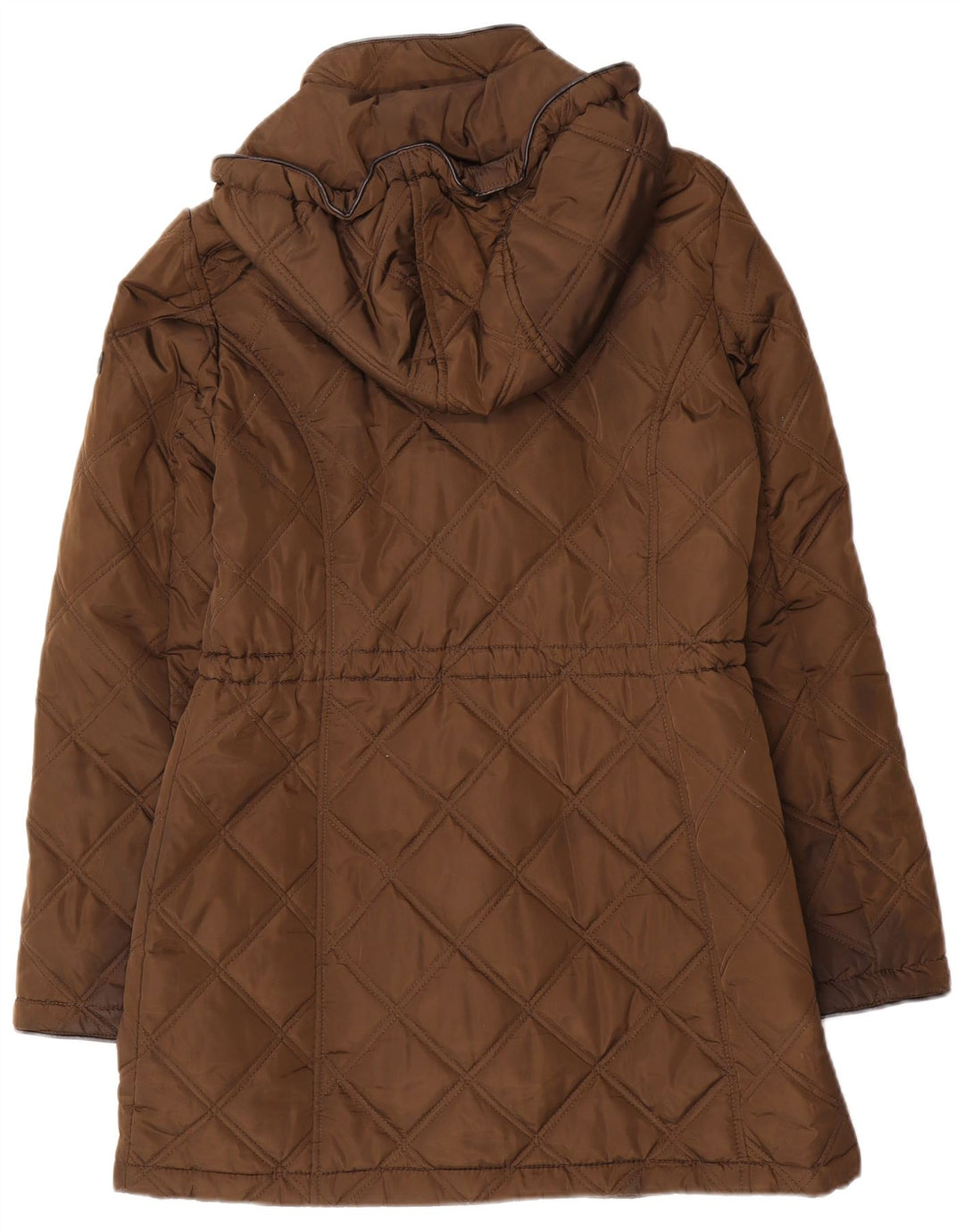 Dkny Chaqueta acolchada con capucha para mujer UK 10 Small Marrón Poliéster