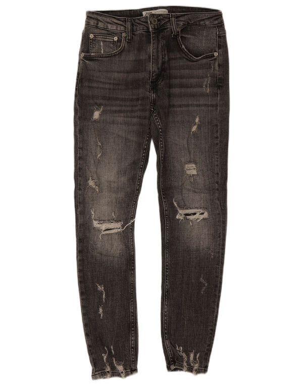 Zara Jeans ajustados desgastados para hombre EU 38 Small W30 L27 Algodón gris
