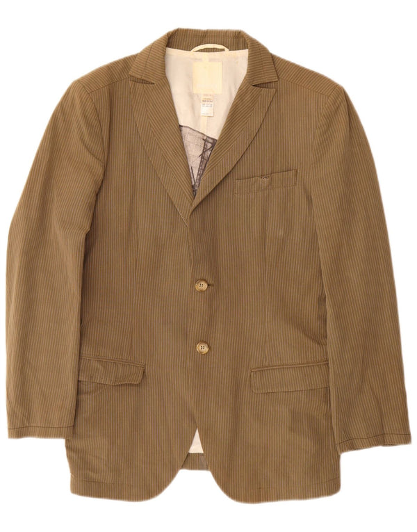Diesel Chaqueta tipo blazer de 2 botones para hombre UK 36 Small Caqui Algodón a rayas