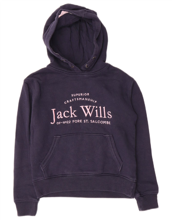 JACK WILLS Jersey con capucha gráfico para niña 8-9 años Algodón azul marino