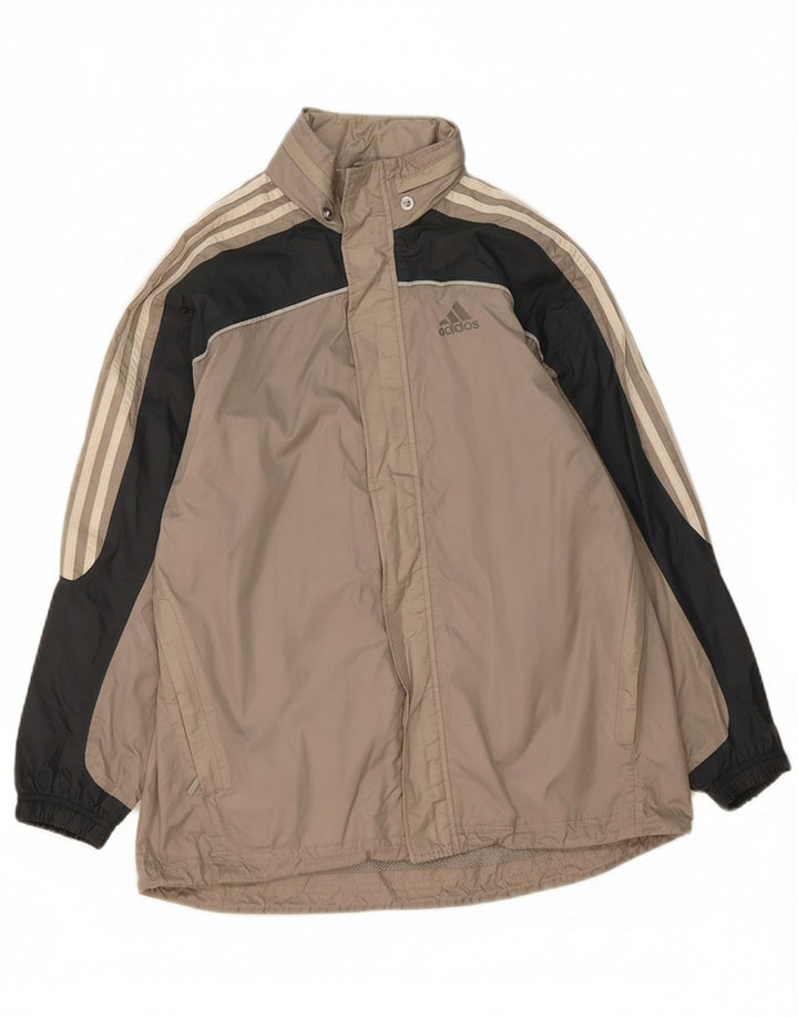 ADIDAS Boys Rain Jacket 11-12 Years Beige Colourblock Polyamide