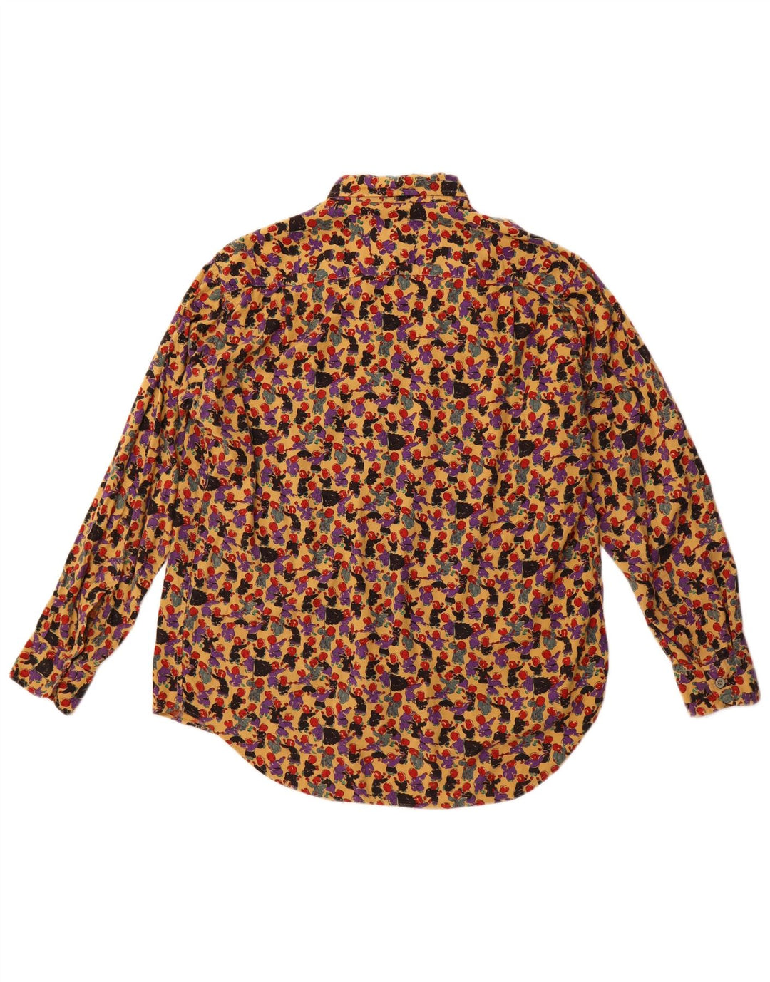 VINTAGE Camisa de patrón abstracto para hombre pequeña multicolor