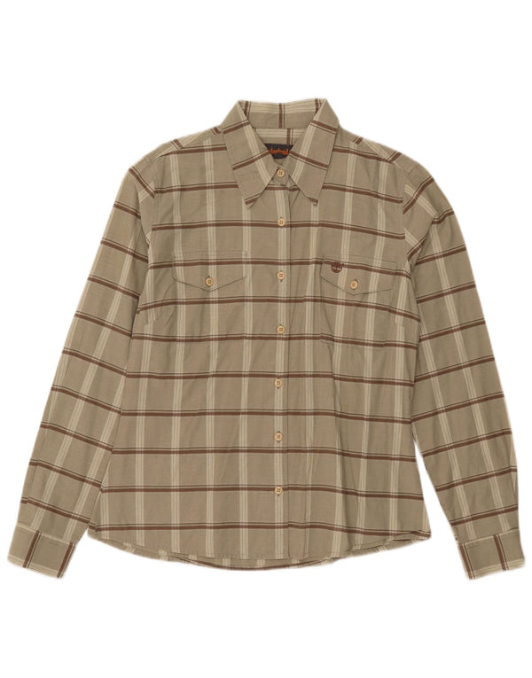 Camisa Timberland para mujer UK 14 Medium Khaki Check Cotton