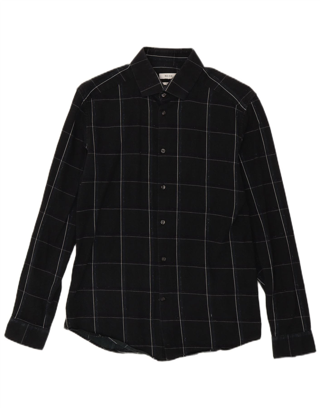Camisa de franela de corte slim de algodón a cuadros en negro mediano Reiss Hombre