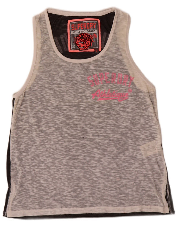 Superdry Mujer Graphic Vest Top UK 40 Small Gris Colorblock Poliéster