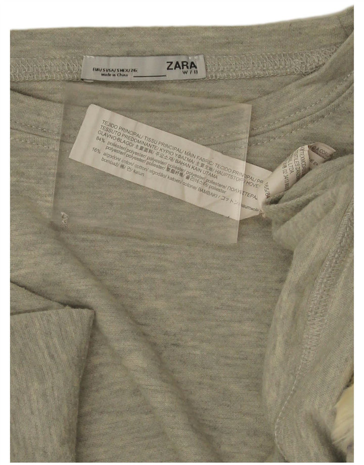 Zara Mujer Top Extragrande Manga 3/4 UK 40 Pequeño Poliéster Color Block Gris