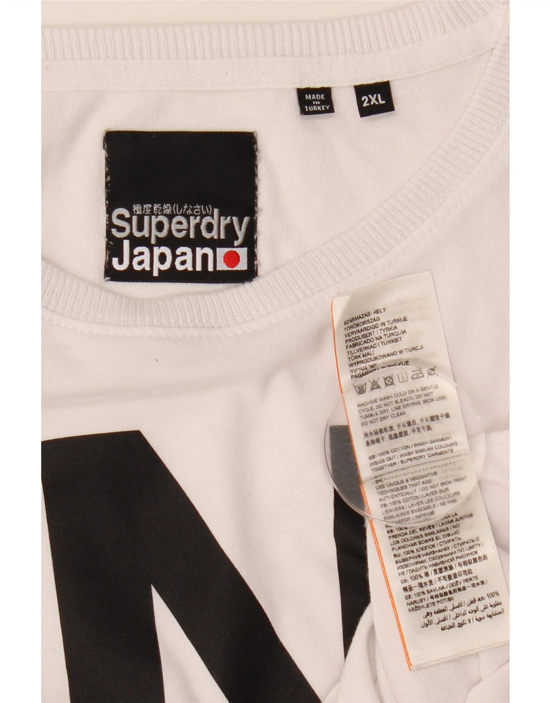Superdry Mens Graphic Top Manga Larga 2XL Algodón Blanco