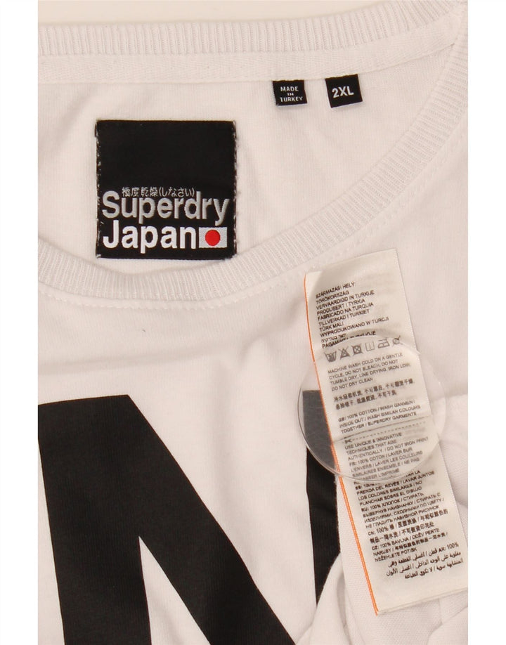 Superdry Mens Graphic Top Manga Larga 2XL Algodón Blanco