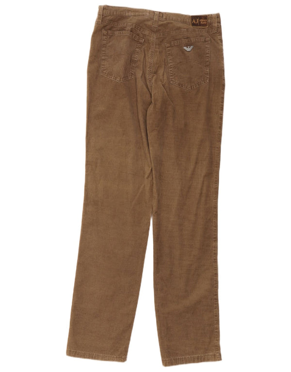 Armani Mujer Pantalones Rectos De Pana W32 L30 Algodón Beige