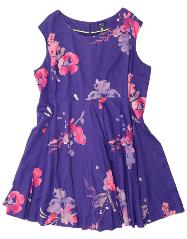Vestido con vuelo sin mangas para mujer Joules UK 20 2XL Algodón floral morado